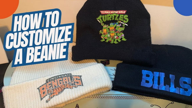 Beanies with HTV and Sublimation