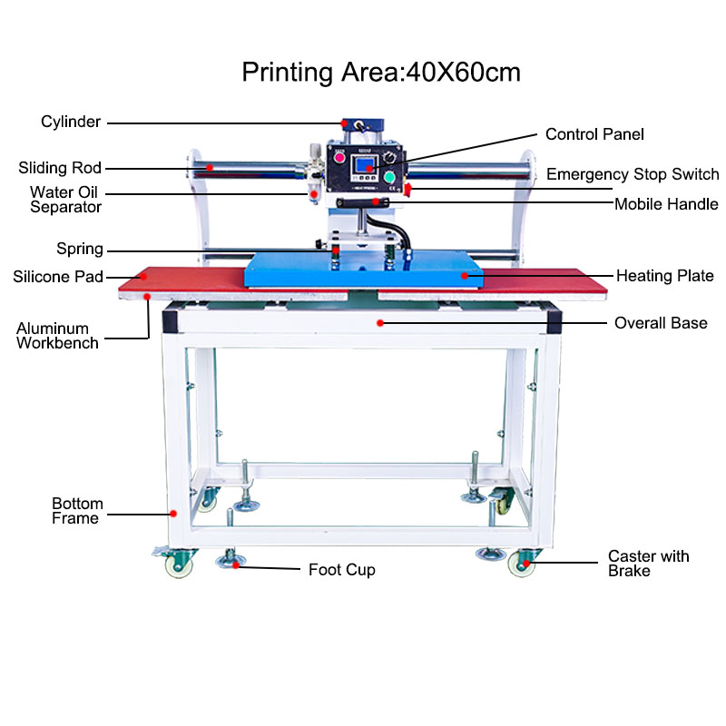 Factory Direct 16x24 Inch 220V Semi-Automatic Pneumatic Double Tshirt Heat Press Machine Transfer Sublimation Clothes Printing