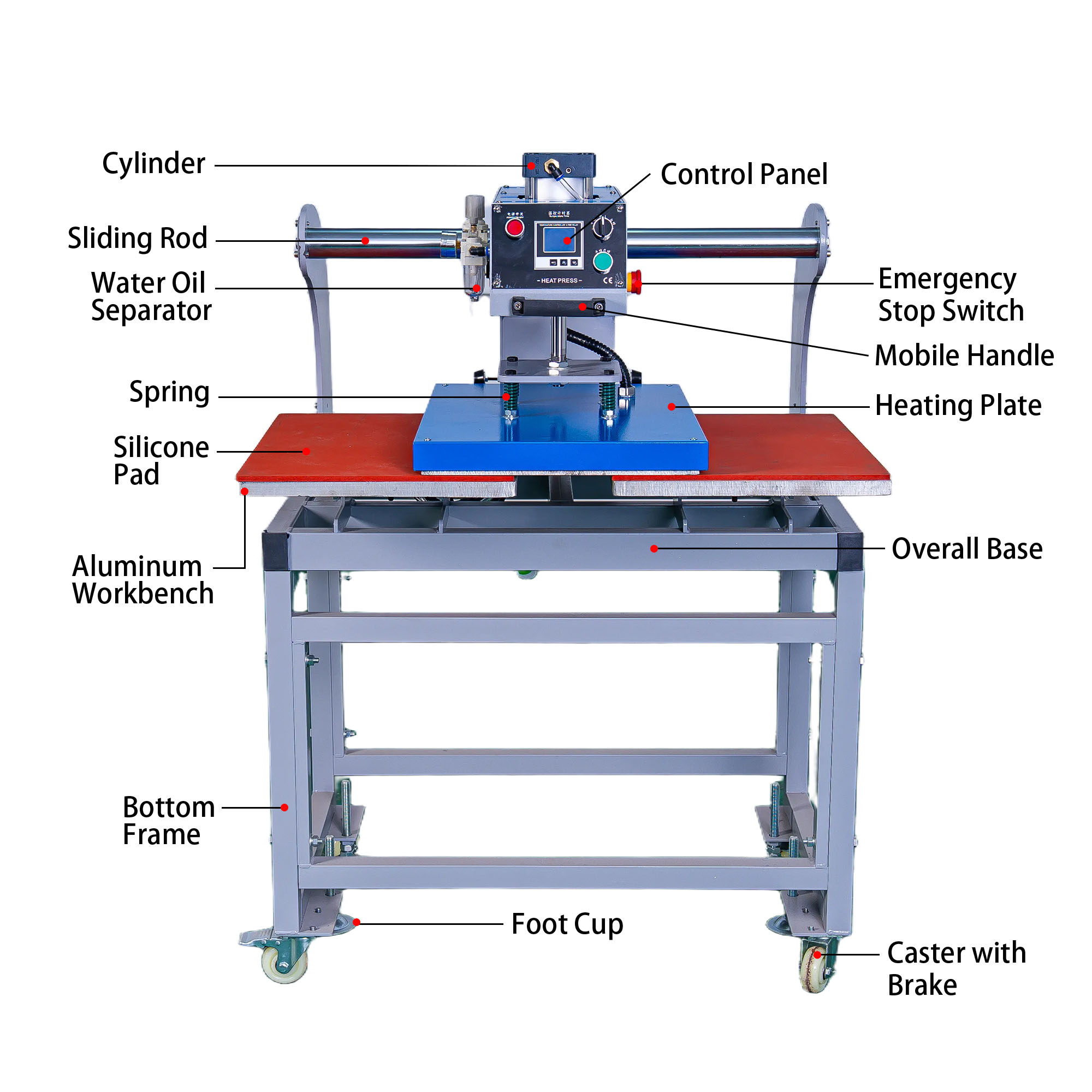 Clothes Printer Machine for t Shirt Sublimation Transfer Dual Heated Semi-automatic Pneumatic Printer 60X40cm Heat Press Machine