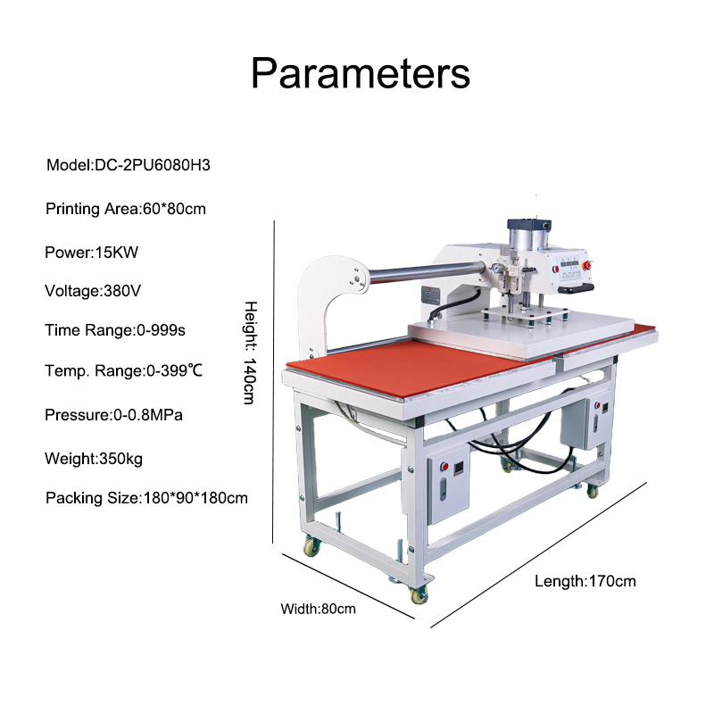 Pneumatic Double Heat Press Top & Bottom Heat Plate With Individual Control Panel T Shirt Printing Machine 60x80